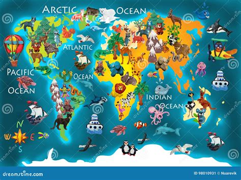 Colorful Kids World Map