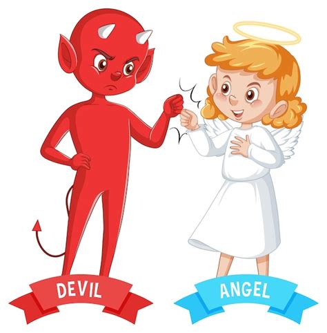 Free Vector | Devil and angel cartoon character on white background