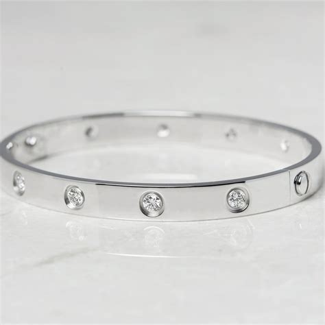 Cartier 18k White Gold 10 Diamond Love Bracelet B6040717 COM912 ...