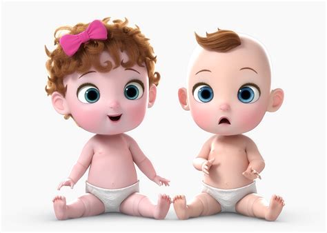 3D Model Cartoon Baby Girl Boy - TurboSquid 1288896