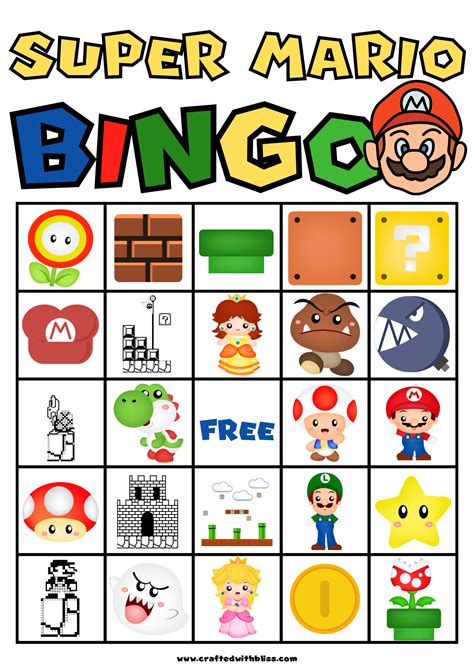 Mario BINGO for Kids Mario Bingo Birthday Party Classroom - Etsy ...