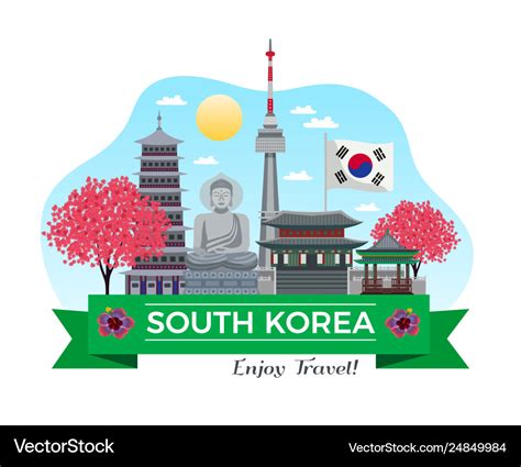 South korea tourism composition Royalty Free Vector Image