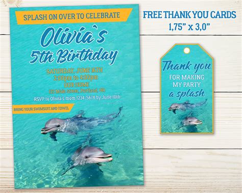 Dolphin birthday invitation Dolphin invitation Dolphin invite | Etsy