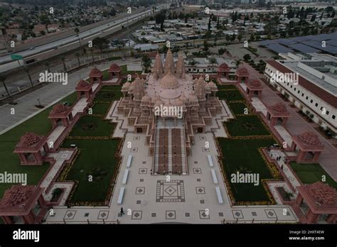 Aerial drone view of the historic Swaminarayan Akshardham temple in Delhi, India Stock Photo - Alamy