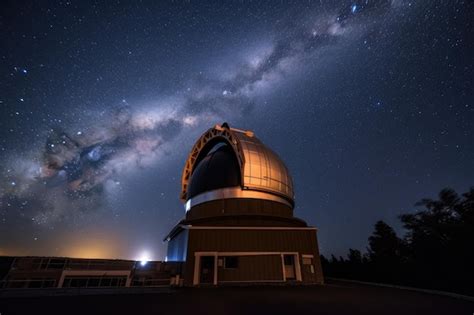 Premium AI Image | View of observatory at night with bright stars ...