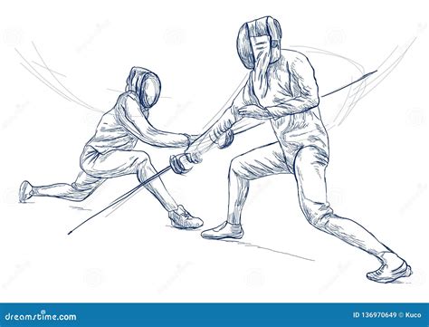 Fencing - An Hand Drawn Illustration. Freehand Sketching | CartoonDealer.com #136971090