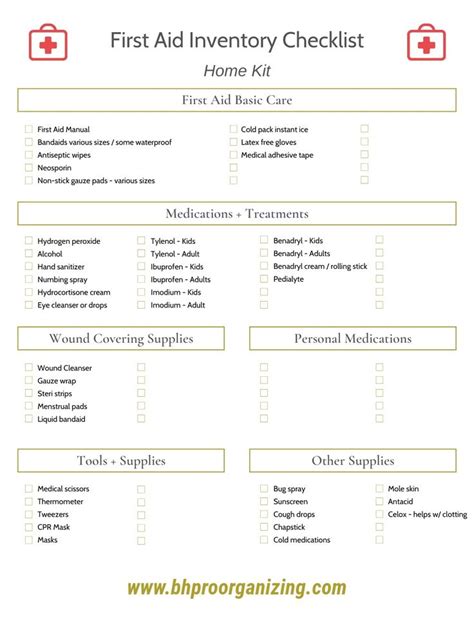 Home First Aid Kit Checklist | First aid kit checklist, Daily planner pages, First aid