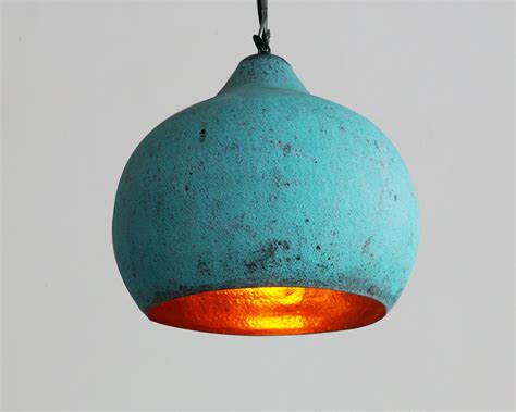 Green Patina Copper Pendant Light Oxidized Copper Kitchen | Etsy in 2020 | Copper pendant lights ...