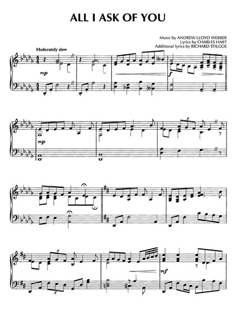 ALL I ASK OF YOU Piano Sheet music | Easy Sheet Music