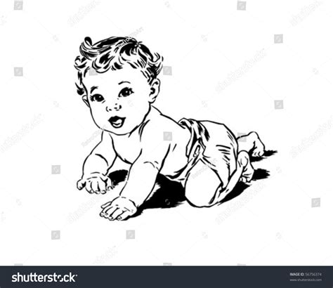 Crawling Baby - Retro Clip Art: Stock-Vektorgrafik (Lizenzfrei ...