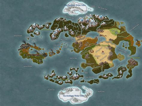 I created a geographically accurate, fully labeled map of the world of Avatar the Last Airbender ...