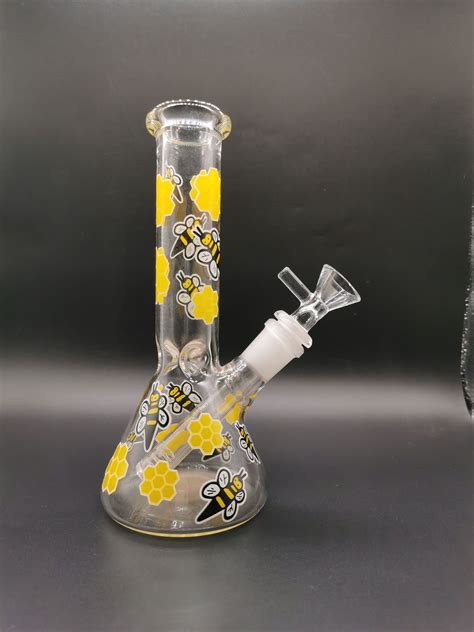 2021 Yellow Bee Glass Water Bongs 8 Inches Cute Beaker Oil Burner Dab Rigs With Bowl For Smoking ...