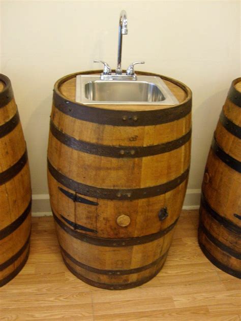 White Oak Whiskey Barrel Sink-Stainless Steel