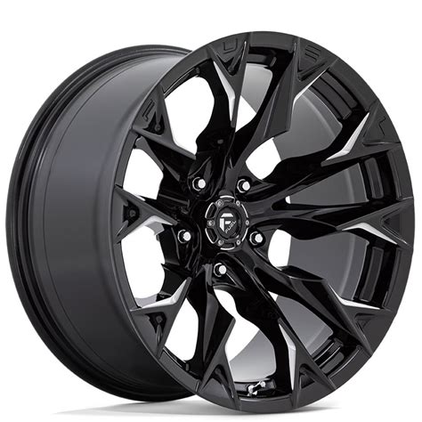 22" Fuel Wheels D803 Flame 5 Gloss Black Milled Off-Road Rims #FL359-2