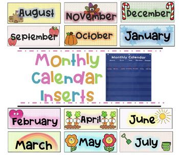 Calendar Inserts for Classroom Pocket Chart by MsKindKinder | TPT