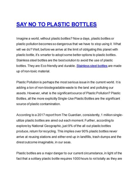 SAY NO TO PLASTIC BOTTLES by pexpobottle2014 - Issuu