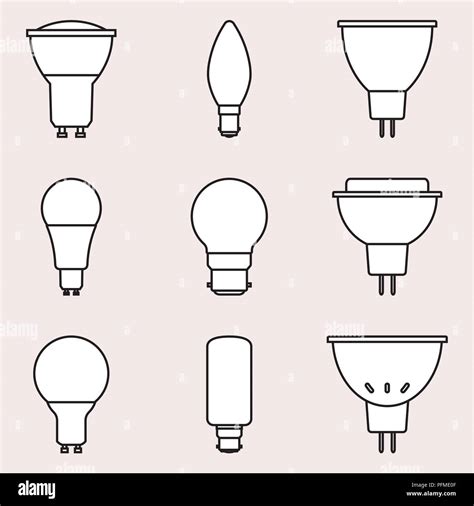 Halogen light bulb different types of holder. Thin line vector Stock Vector Image & Art - Alamy