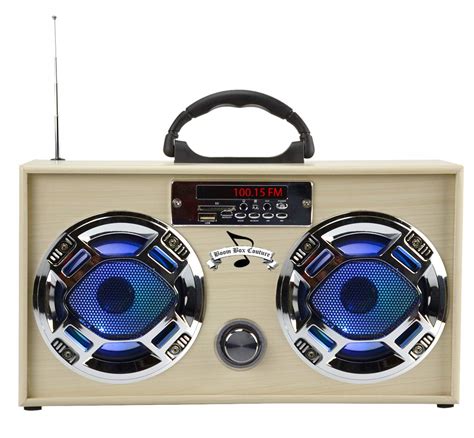 Mini Boombox with LED Speakers Retro Bluetooth Speaker w/Enhanced FM Radio - Perfect for Home ...