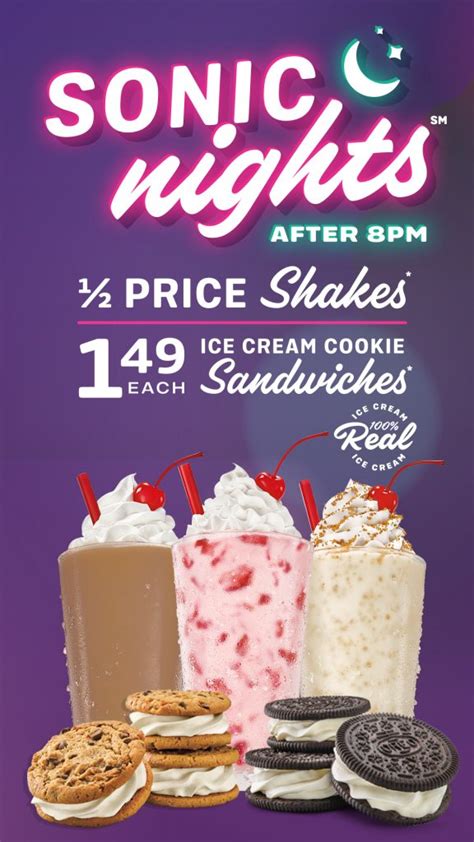 MOM Deal: Sonic Nights 1/2 Price Shakes & $1.49 Ice Cream Cookie ...