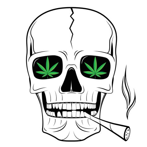 Skull Smoking Marijuana with Cannabis Leaves In Eyes 17710667 Vector Art at Vecteezy