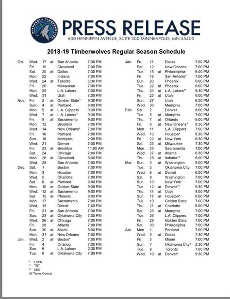 Printable Minnesota Timberwolves Schedule 2021-2022 Printable - Printable Schedule