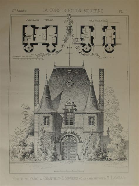 Antique French Architectural Print 1896. | Architectural prints, French architectural, Vintage ...