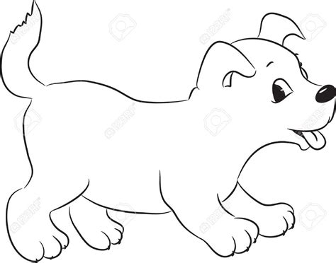 Outlined Cute Cartoon Dog. Vector Illustration. Royalty Free ...