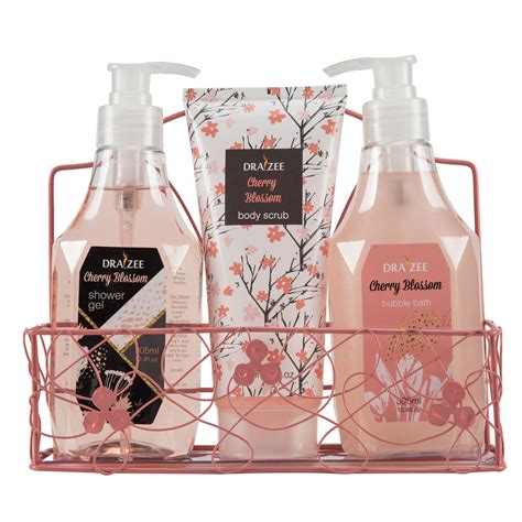 Bath Gift Set for Woman with Refreshing Cherry Blossom Fragrance by Draizee - 3 Pieces– Luxury ...