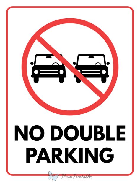 Printable No Double Parking Sign