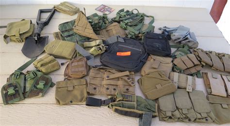 Military Issue Pouches of Varied Shapes/Sizes, Collapsible Shovel ...