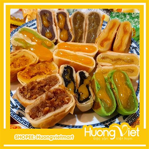 Combo Bánh pía kim sa Tân Huê Viên 10 bánh 10 vị khác nhau, bánh pía Sóc Trăng mini, đồ ăn vặt ...