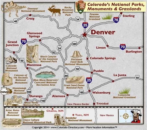 Colorado National Parks Monuments Grasslands Map | Colorado Vacation ...