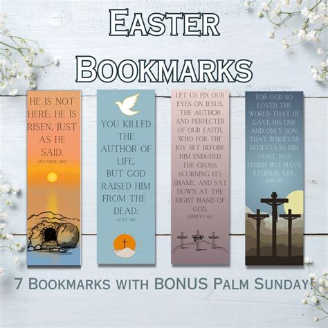 Easter Bookmarks Bible Verse Bookmarks Easter Gift Christian Bookmarks Christian Gifts Set of 7 ...