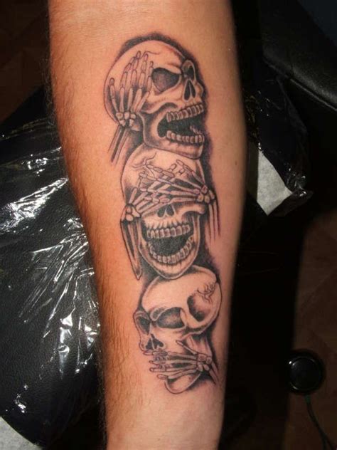 evil tattoos | HEAR, SEE, SPEAK NO EVIL tattoo Indian Skull Tattoos, Evil Skull Tattoo, Aztec ...