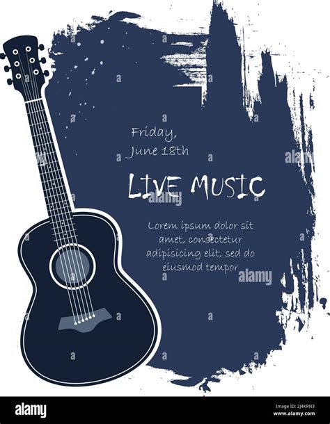 Acoustic guitar live music banner template vector illustration Stock ...