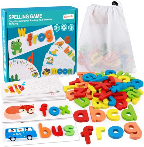 Coogam Read Spelling Learning Toy, Wooden Alphabet Flash Cards Sight Words Matching ABC Letters ...