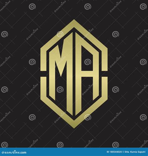 MA Logo Monogram with Hexagon Shape and Outline Slice Style with Gold Colors Stock Vector ...