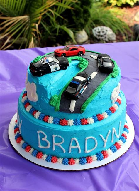 Police Chase birthday cake - adapted idea from a Cars cake I found online for my nephew ...