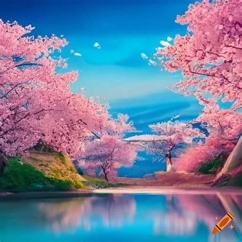 Cherry blossom landscape on Craiyon