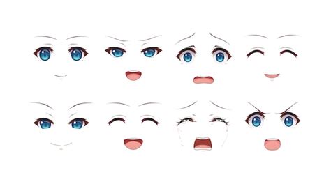 Premium Vector | Anime manga girl expressions eyes set