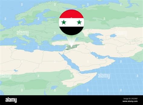 Map illustration of Syria with the flag. Cartographic illustration of ...