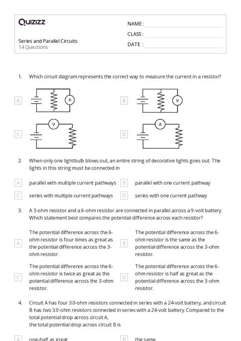 50+ series and parallel resistors worksheets on Quizizz | Free & Printable