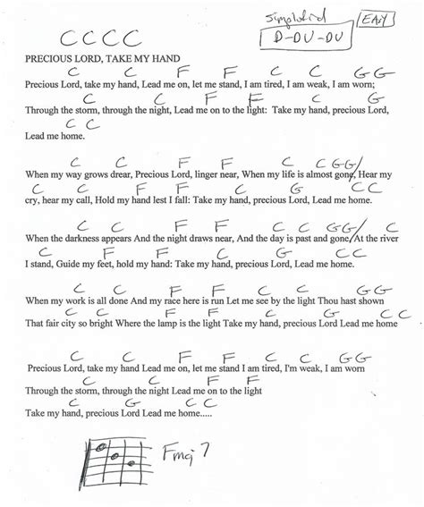 Precious Lord, Take My Hand (Hymn) Guitar Chord Chart in C Major ...