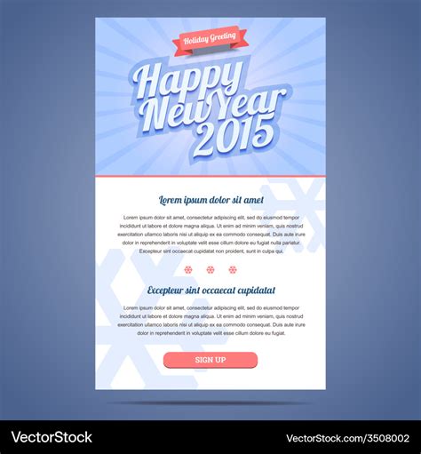 Happy new year holiday greeting email template Vector Image