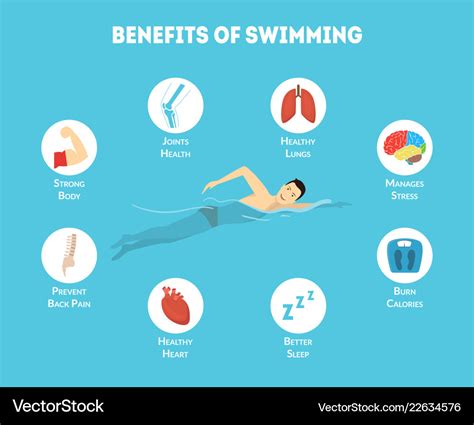 Cartoon benefits of swimming infographics card Vector Image