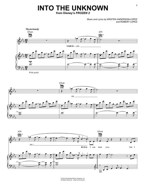 Idina Menzel and AURORA "Into The Unknown (from Disney's Frozen 2)" Sheet Music Notes | Download ...