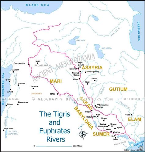 Tigris and Euphrates Rivers 3 - Basic Map (72 DPI) 1-Year License - Bible Maps and Images