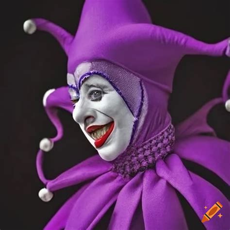 Purple circus jester on Craiyon