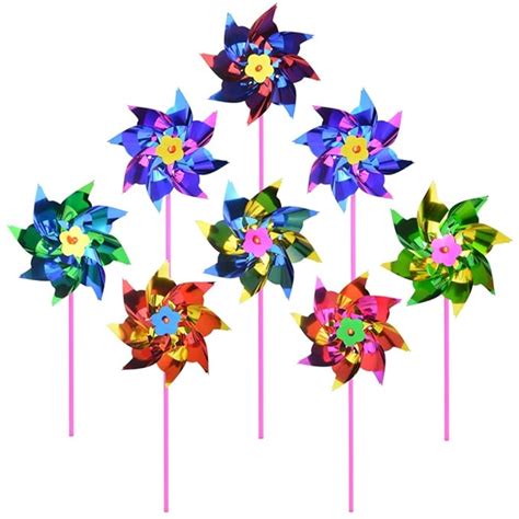 Yolyoo 100 Pcs Plastic Rainbow Pinwheel,Windmill Party Pinwheels DIY Pinwheels Set for Kids Toy ...