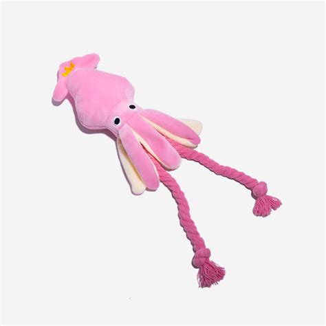 Pink Squid Squeaky Plush Dog Toy - FunnyFuzzy